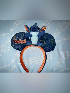 Disney Paris Stitch Ear Headband in Navy and Orange